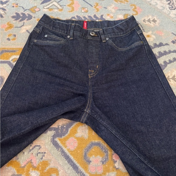 SPANX EveryWear Raw‎ Indigo Dark Blue Wide Leg Pull On Jeans Medium - Picture 5 of 10